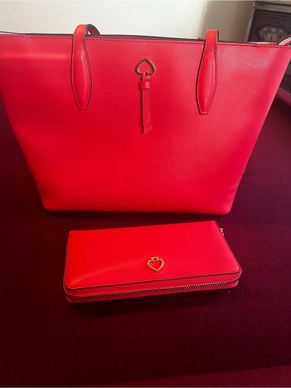Kate Spade Adel Small Tote & Matching Wallet Set - Geranium Redo